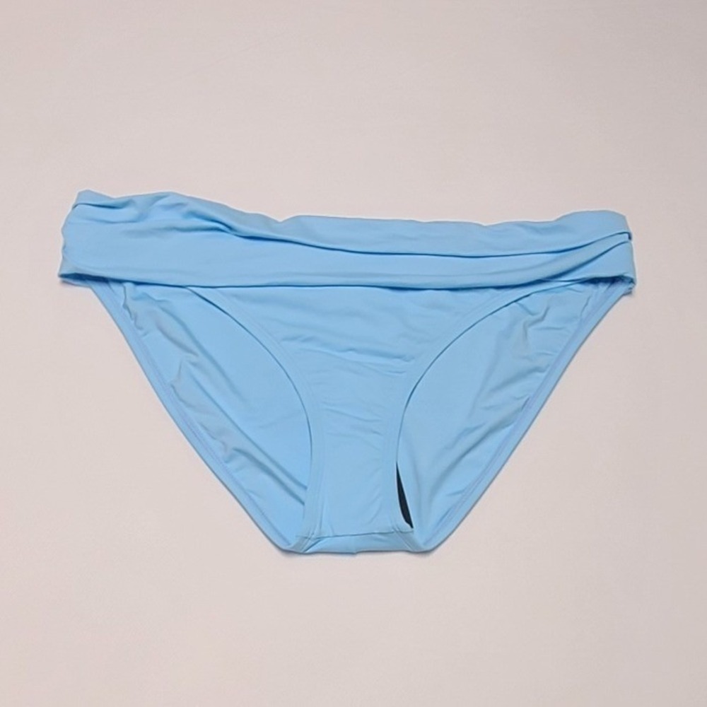 La Blanca Island Goddess Fold-Over Bikini Bottom Crystal Blue Womens Size 14 NEW
